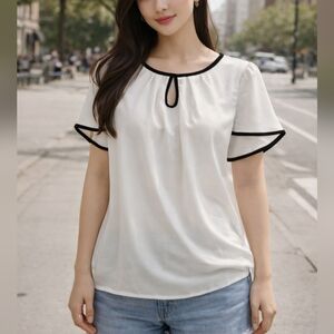 Chic White Blouse with Black Accents